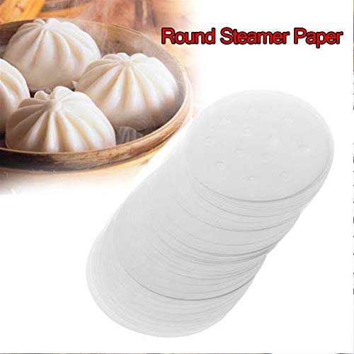 Lcuihong-Mat 50pcs Bamboo Basket Steamer Papel Cocina Bamboo Steamer Dim Sum Paper Steam Tapete Antiadherente Redondo, Resistente al Calor (Color: 10 Pulgadas)