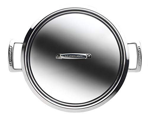 Le Creuset 3-Ply Cacerola baja antiadherente con tapa, Ø 30 cm, acero inoxidable, Libre de PFOA, para todo tipo de fuentes de calor (incl. inducción), metálico