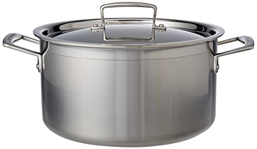 Le Creuset 3-Ply Olla con tapa, diametro 24 cm, Acero inoxidable, Volumen 6 L, Para todo tipo de fuentes de calor incluso inducción, Metálico
