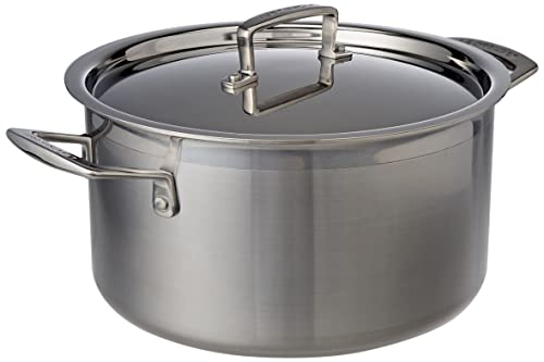 Le Creuset 3-Ply Olla con tapa, diametro 24 cm, Acero inoxidable, Volumen 6 L, Para todo tipo de fuentes de calor incluso inducción, Metálico