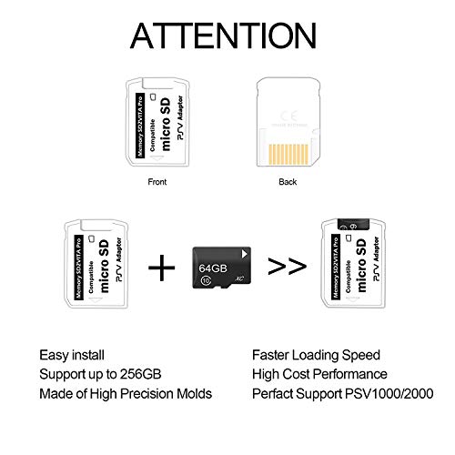 LEAGY Adaptador De Tarjeta De Memoria SD2Vita 5.0 De última Versión, Adaptador PS Vita PSVSD Micro SD Para PSV 1000/2000 PSTV FW 3.60 Sistema HENkaku Enso