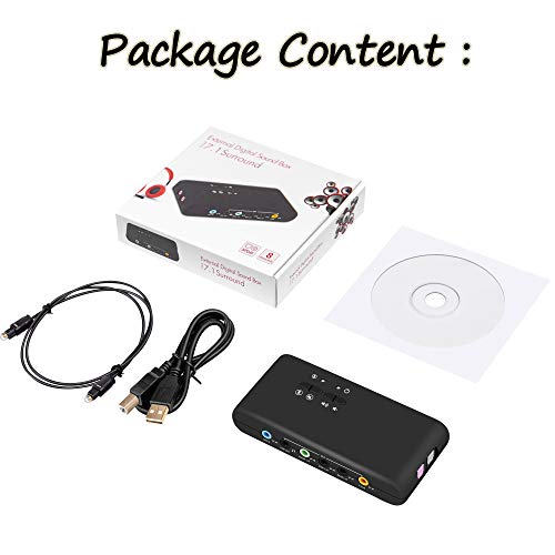 LEAGY Tarjeta de sonido externa USB 7.1, 8 canales, Caja sonido USB 7.1 canales,Hasta 8 altavoces, Sonido envolvente 3D dinámico,Grabación reproducción simultáneas,Equipo audio analógico digital