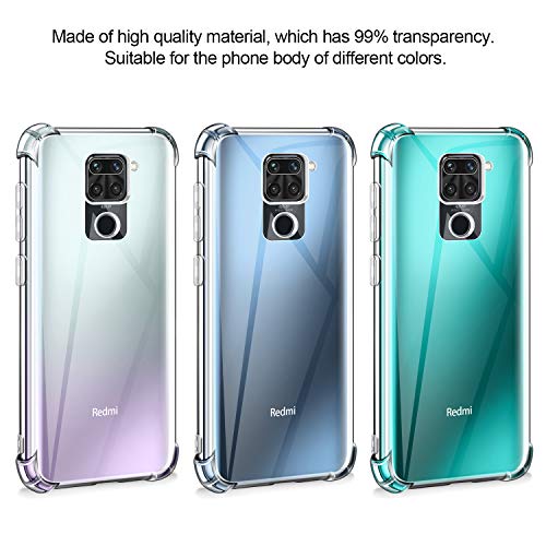 LeathLux Funda Compatible con Xiaomi Redmi Note 9, 2 Pack Cristal Templado Protector de Pantalla, Ultra Fina Silicona Transparente TPU Funda y Protector Compatible con Xiaomi Redmi Note 9