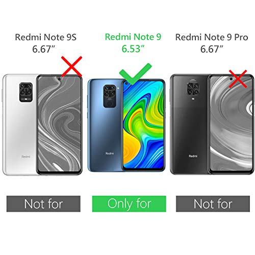 LeathLux Funda Compatible con Xiaomi Redmi Note 9, 2 Pack Cristal Templado Protector de Pantalla, Ultra Fina Silicona Transparente TPU Funda y Protector Compatible con Xiaomi Redmi Note 9