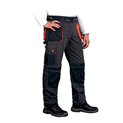 Leber&Hollman LH-FMN-T_SBP50 - Pantalones Protectores (Talla 50), Color Azul Acero, Negro y Naranja