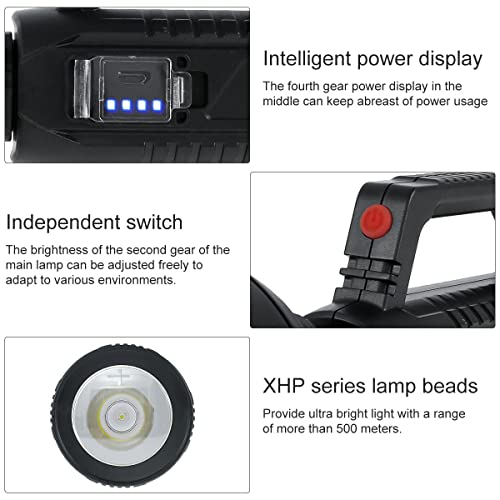 LED Libre de búsqueda 500M Lighting Spotlight con 3500mAh USB Recargable IP65 antorcha Impermeable luz de la luz Mobile Power Torchlight 2 Modos de iluminación Linterna de Mano para Camping