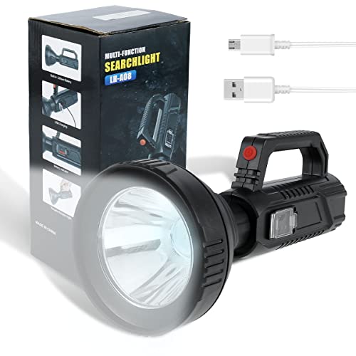 LED Libre de búsqueda 500M Lighting Spotlight con 3500mAh USB Recargable IP65 antorcha Impermeable luz de la luz Mobile Power Torchlight 2 Modos de iluminación Linterna de Mano para Camping