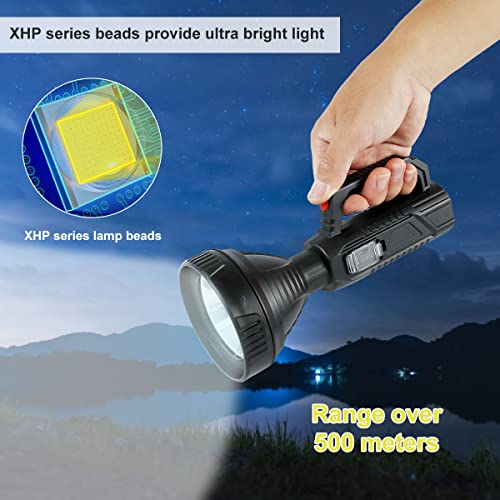 LED Libre de búsqueda 500M Lighting Spotlight con 3500mAh USB Recargable IP65 antorcha Impermeable luz de la luz Mobile Power Torchlight 2 Modos de iluminación Linterna de Mano para Camping