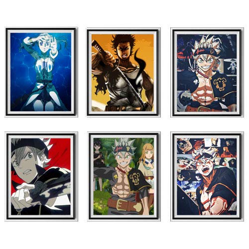 Legend of Bounty Hunter Asta Noelle Yami Clover - Lienzo de anime japonés (20 x 20 cm), sin marco, juego de 6