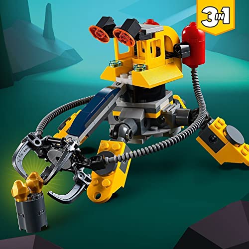 LEGO 31090 Creator 3 en 1 Robot Submarino o Submarino o Centro de Búsqueda de Tesoros, Juguete de Construcción para Niños +7 años