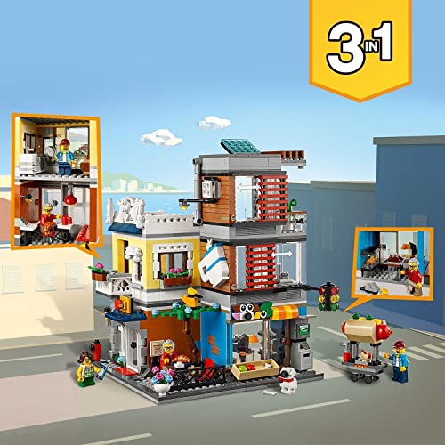 LEGO 31097 Creator 3en1 Tienda de Mascotas y Cafetería, Juguetes de Construcción y Regalos Originales para Niños y Niñas 9 Años