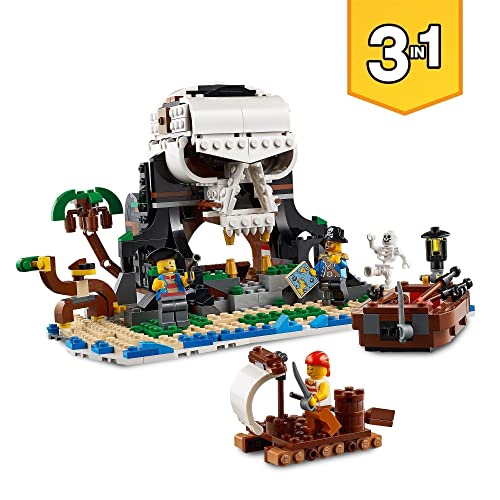 LEGO 31109 Creator 3 en 1 Barco Pirata, Taberna o Isla Calavera, Juguete de Construcción para Niños y Niñas 9 años