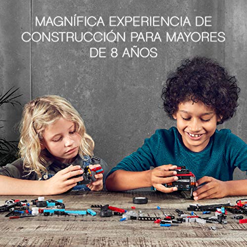 LEGO 42106 Technic Espectáculo Acrobático: Camión y Moto, Juguete de Construcción con Aro de Fuego para Acrobacias