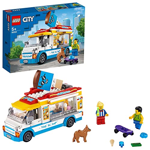 LEGO 60253 City Camión de Los Helados, Furgoneta de Juguete con Figura de Patinador y Perro, para Niños de 5 Años