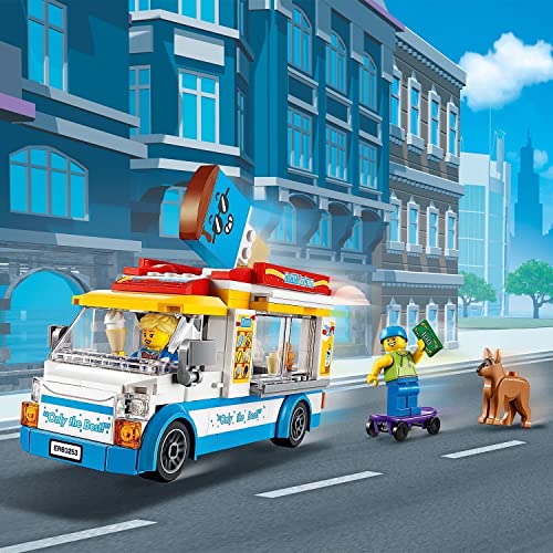 LEGO 60253 City Camión de Los Helados, Furgoneta de Juguete con Figura de Patinador y Perro, para Niños de 5 Años