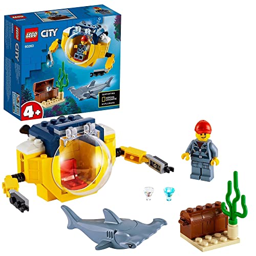 LEGO 60263 City Océano: Minisubmarino con Cofre del Tesoro Pirata de Juguete, Juegos de Construir para Niños 4 Años
