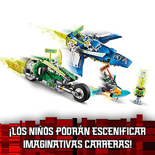 LEGO 71709 Ninjago Vehículos Supremos de Jay y Lloyd, Juguete de Construcción de Avión Deslizador y Moto Ninja con Mini Figuras