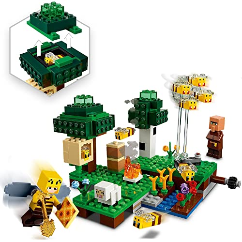 LEGOMinecraft La Granja de Abejas, Set de Construcción con Figuras de Apicultora y Oveja, Juguete + Minecraft Set de Construcción con Alex, Pez Globo de 2 Ladrillos y Zombie Ahogado