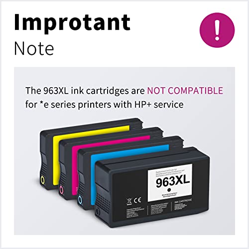 LEMERO UEXPECT 963XL - Cartuchos de tinta de repuesto para HP 963XL 963 para HP Officejet Pro 9010 9020 9012 9014 (1 negro, 1 cian, 1 magenta y 1 amarillo)