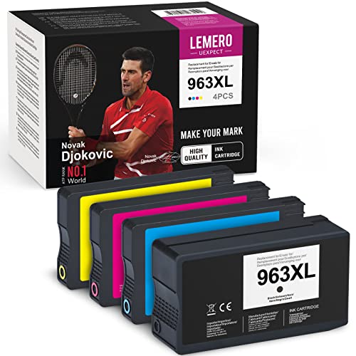 LEMERO UEXPECT 963XL - Cartuchos de tinta de repuesto para HP 963XL 963 para HP Officejet Pro 9010 9020 9012 9014 (1 negro, 1 cian, 1 magenta y 1 amarillo)