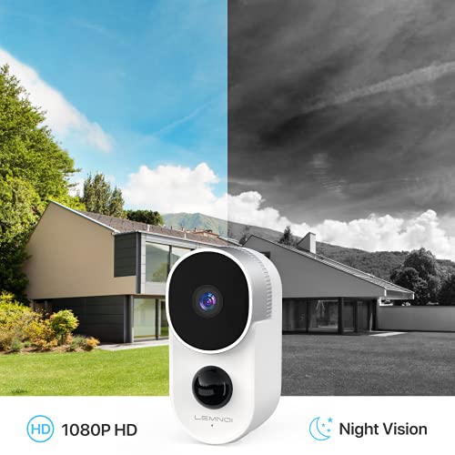 LEMNOI 10000mAh Cámara Vigilancia WiFi Exterior Inalámbrica, Cámara IP 1080P con Audio Bidireccional Visión Nocturna Impermeable PIR Detección de Movimiento para Hogar Seguridad, A103