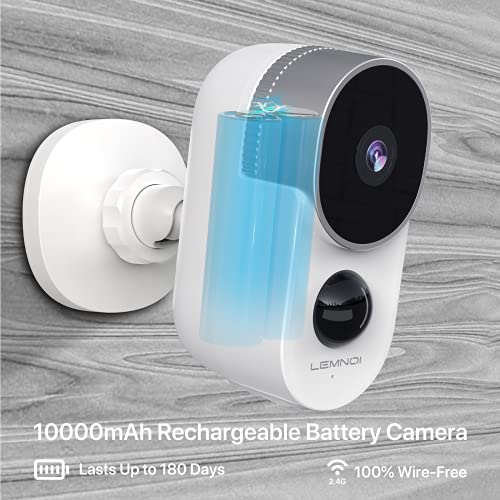 LEMNOI 10000mAh Cámara Vigilancia WiFi Exterior Inalámbrica, Cámara IP 1080P con Audio Bidireccional Visión Nocturna Impermeable PIR Detección de Movimiento para Hogar Seguridad, A103