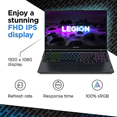 Lenovo Legion 5 15 Gaming Laptop, 15.6" FHD (1920 x 1080) Display, AMD Ryzen 7 5800H Processor, 16GB DDR4 RAM, 512GB NVMe SSD, NVIDIA GeForce RTX 3050Ti, Windows 10H, 82JW0012US, Phantom Blue