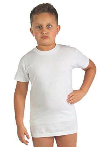 Leo Corsetteria Camiseta interior para niño y niño, 100% algodón, media manga Made in Italy.26FDB Color blanco. (4- 5 Años)