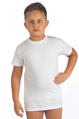 Leo Corsetteria Camiseta interior para niño y niño, 100% algodón, media manga Made in Italy.26FDB Color blanco. (4- 5 Años)