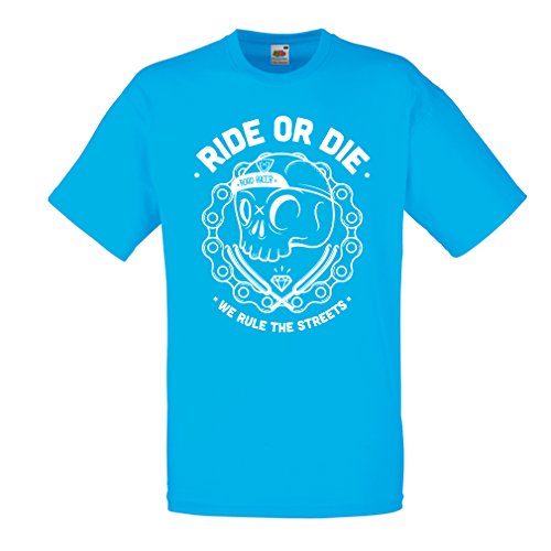 lepni.me N4611 Camiseta Ride or Die (Small Azul Multicolor)