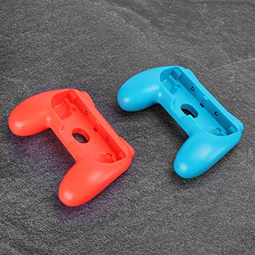 Les-Theresa Ergonomic Games Handle Grips Antiwear Controller Funda Protectora Apta para Nintendo Switch Joy-con(Rojo + Azul)