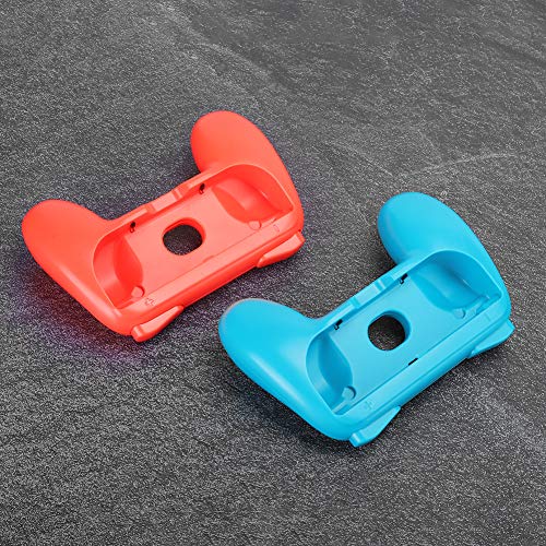 Les-Theresa Ergonomic Games Handle Grips Antiwear Controller Funda Protectora Apta para Nintendo Switch Joy-con(Rojo + Azul)