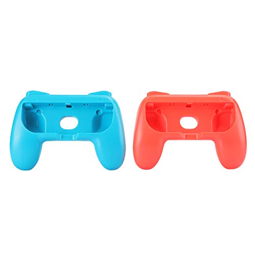 Les-Theresa Ergonomic Games Handle Grips Antiwear Controller Funda Protectora Apta para Nintendo Switch Joy-con(Rojo + Azul)