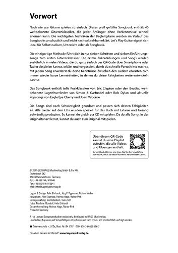 Let's Play Guitar: Songbook und Gitarrenschule + 2 CDs und QR-Code. Mit Songs von Eric Clapton, Bob Dylan, Cat Stevens, R.E.M. Oasis, Beatles, Rolling Stones, Green Day uvm.