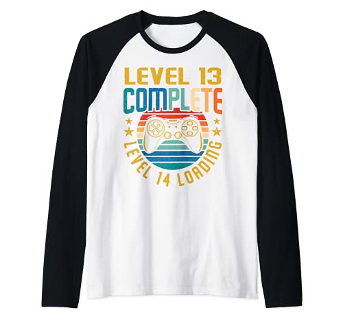 Level 13 Complete Level 14 Loading 13th Birthday Video Gamer Camiseta Manga Raglan