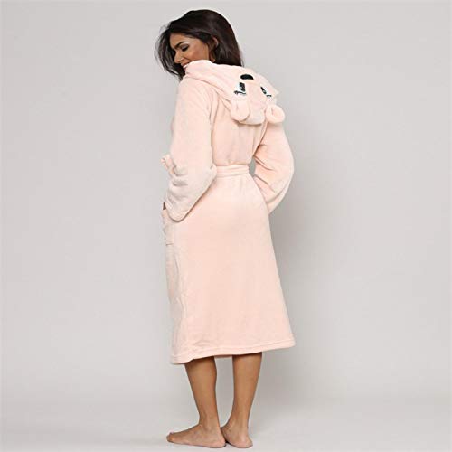 LEYUANA Bonita   Bata de Invierno, Albornoces para Mujer, Dibujos Animados, Oso cálido, Conejo, Talla Grande, Vestido Suave, Batas de Dama de Honor para Damas, M Rosa