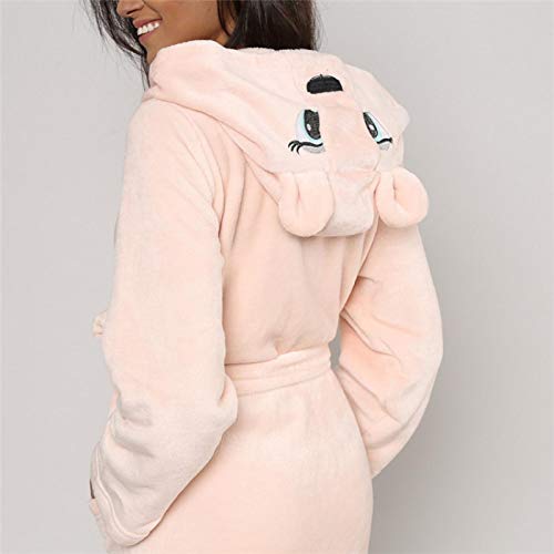 LEYUANA Bonita   Bata de Invierno, Albornoces para Mujer, Dibujos Animados, Oso cálido, Conejo, Talla Grande, Vestido Suave, Batas de Dama de Honor para Damas, M Rosa