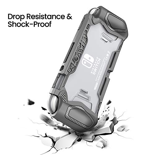 LeyuSmart - Funda protectora con protector de pantalla de cristal templado para Nintendo Switch Lite, color gris