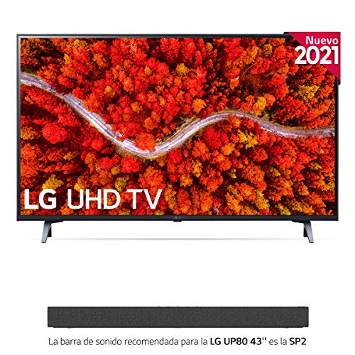 LG 43UP8000-ALEXA 2021-Smart TV 4K UHD 108 cm (43") con Procesador Quad Core, HDR10 Pro, HLG, Sonido Virtual Surround, HDMI 2.0, USB 2.0, Bluetooth 5.0, WiFi