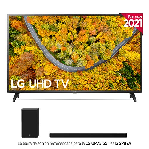 LG 55UP7500LF-ALEXA - Smart TV 4K UHD 139 cm (55") con Procesador Quad Core, HDR10 Pro, HLG, Sonido Virtual Surround, HDMI 2.0, USB 2.0, Bluetooth 5.0, WiFi