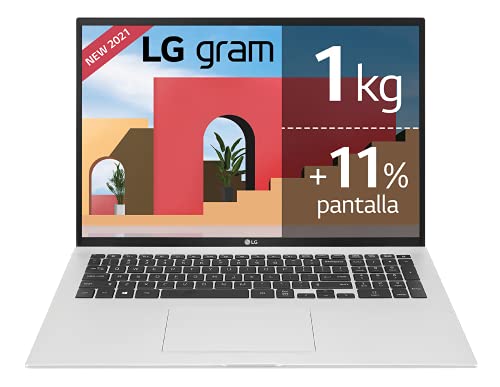 LG gram 17Z90P-G.AA88B Windows 11 Home - Portátil Ultraligero de 43,2cm (17") WQXGA 16:10 IPS (1,3Kg, autonomía 15h, Intel EvoTM i7 11ªgen., Iris Xe, 16GB RAM, 512GB SSD NVMe) Negro - Teclado Español