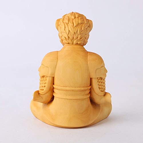 LGR Estatuas Figuras Esculturas Estatua de Madera Posición sentada Monkey King Hero is Back/King of Heroes Monkey King Figurilla Talla de Madera Decoraciones de Pared para el hogar, B