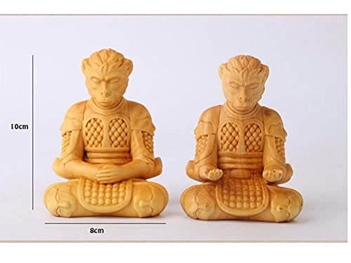 LGR Estatuas Figuras Esculturas Estatua de Madera Posición sentada Monkey King Hero is Back/King of Heroes Monkey King Figurilla Talla de Madera Decoraciones de Pared para el hogar, B