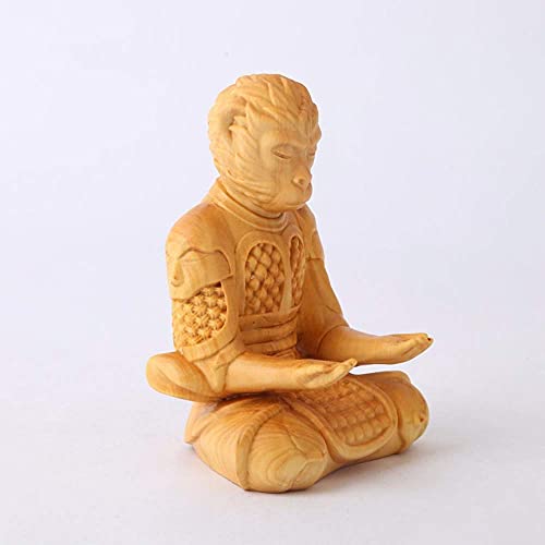 LGR Estatuas Figuras Esculturas Estatua de Madera Posición sentada Monkey King Hero is Back/King of Heroes Monkey King Figurilla Talla de Madera Decoraciones de Pared para el hogar, B
