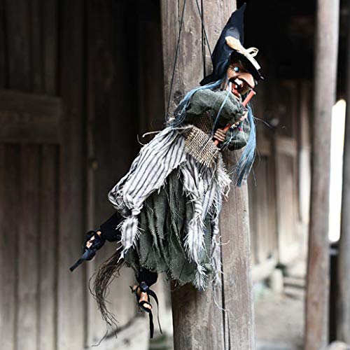liaobeiotry Halloween Hanging Voice Control Witch Pendant Scary Doll Ornaments Decoration Halloween Decoration Halloween Requisiten Halloween Dresses temática Cosplay Halloween Vestidos