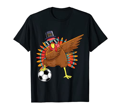 Lindo divertido fútbol Acción de Gracias Dabbing Turquía Dab Boys Regalos Camiseta