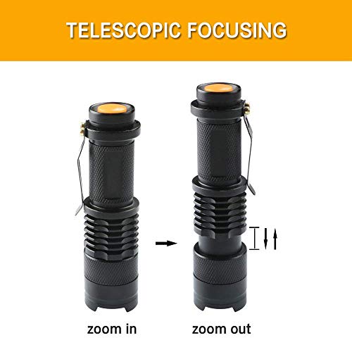 Linternas, Enkarl Linterna LED Ultra Brillante de 400 Lúmenes – Alta Luminosidad, Foco ajustable, 3 Modos de Luz, Resistente al Agua para Camping, Actividades en Exteriores y Senderismo (Paquete de 5)