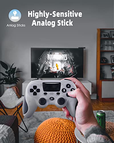 Lioeo Mando para PS4 inalámbrico Doble Vibración Six-Axis Gamepad con Touch Pad & Conector Audio 3,5mm para Playstation 4 / PS3 / PC (Último Gris)