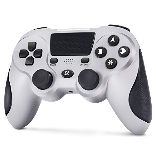 Lioeo Mando para PS4 inalámbrico Doble Vibración Six-Axis Gamepad con Touch Pad & Conector Audio 3,5mm para Playstation 4 / PS3 / PC (Último Gris)