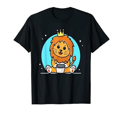 Lion Gamer Animal Leo Cat Funny Lion Gaming Tee Animal King Camiseta